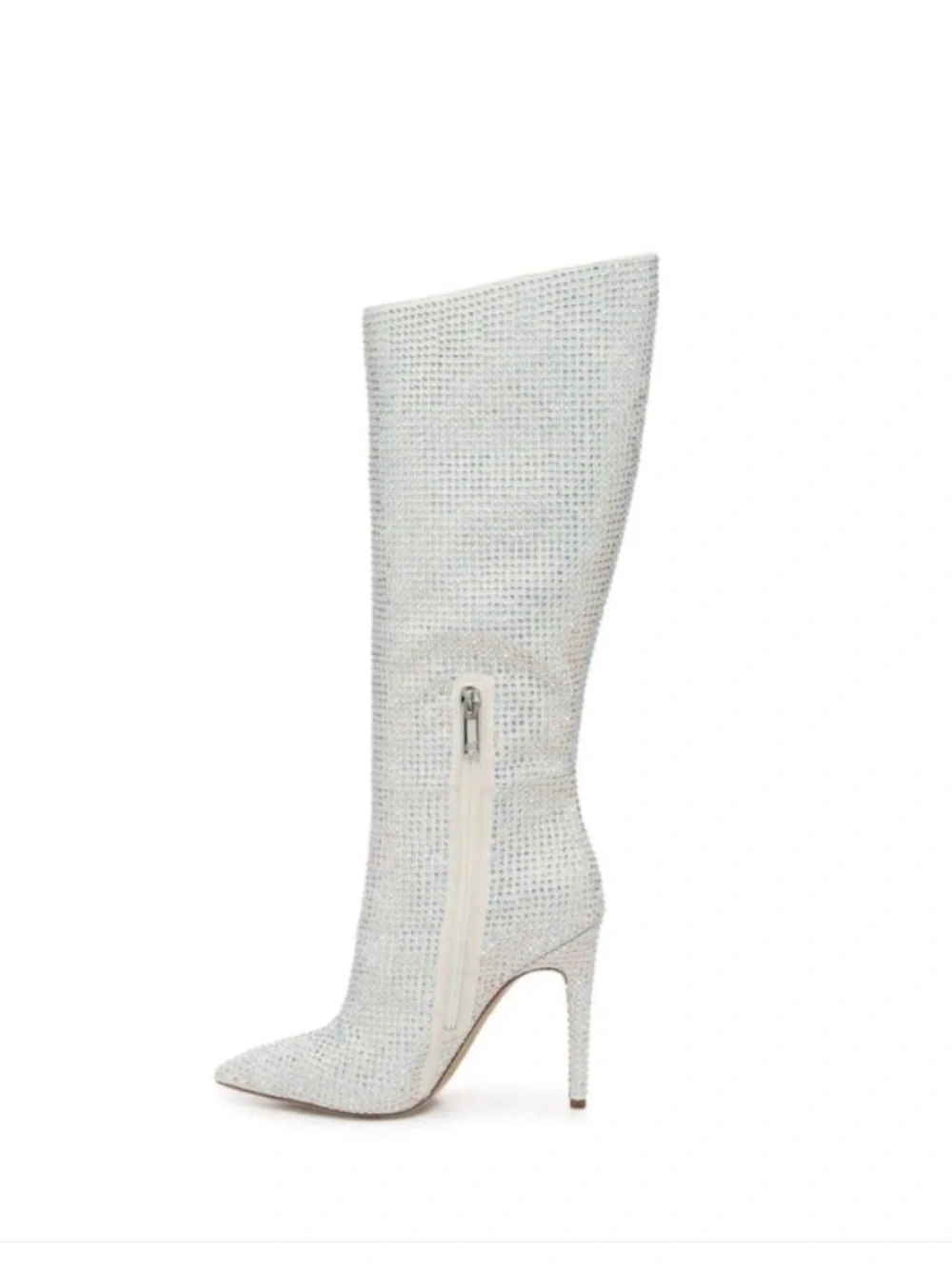Jennifer Lopez White Crystal Over-the-Knee Stiletto Boot